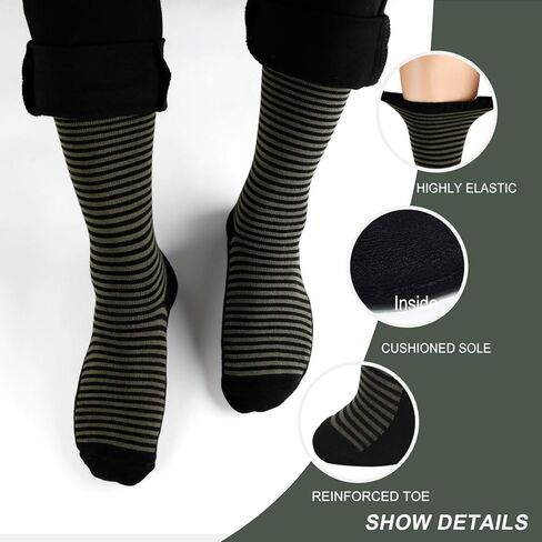 6 Pairs Men's Bamboo Viscose Crew Socks - Warm Work Socks with Cushioned Sole & Reinforced Toe, Snug Fit for Daily Wear, Hiking, Winter,Size 10-13 in Saudi Arabia