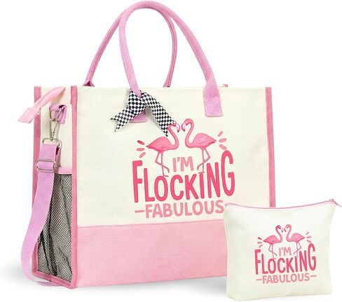 هدايا InnoBeta Flamingo للنساء، حقيبة حمل Flamingo مع سحاب إغلاق علوي وحزام كتف لأعياد الميلاد والكريسماس وكل مناسبة خاصة in Saudi Arabia