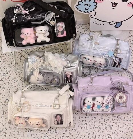 حقيبة كتف Kawaii Ita - حقيبة بوسطن Y2k اللطيفة Harajuku Pins تعرض محفظة تحت الإبط حبال Coquette Itabag in Kuwait
