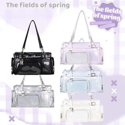 حقيبة كتف Kawaii Ita - حقيبة بوسطن Y2k اللطيفة Harajuku Pins تعرض محفظة تحت الإبط حبال Coquette Itabag in Kuwait