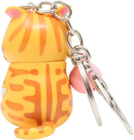 1PCS Fun Chubby Kitten Keychain Cute Cartoon Animal Keychain Adorable Cat Key Ring Kawaii Cat Bag Pendant with Bell, Random Bell Color in Saudi Arabia