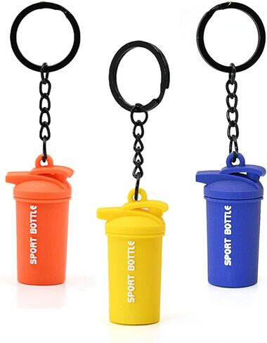 enttgo 3PCS Mini Shaker Cup Key chain for Gym Lover Shaker Bottle Keyring Colorful Silicone Gym Gifts Sport Water Bottle Bag Charm Backpack Charm in Saudi Arabia