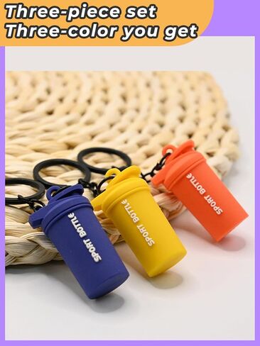 enttgo 3PCS Mini Shaker Cup Key chain for Gym Lover Shaker Bottle Keyring Colorful Silicone Gym Gifts Sport Water Bottle Bag Charm Backpack Charm in Saudi Arabia