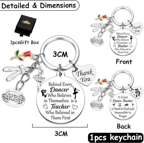 Dance Teacher Gifts Keychain, Inspirational Keyring with Dancer Charm, Teacher Thank You Gift for Dance Instructor in Saudi Arabia