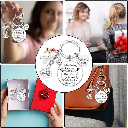 Dance Teacher Gifts Keychain, Inspirational Keyring with Dancer Charm, Teacher Thank You Gift for Dance Instructor in Saudi Arabia
