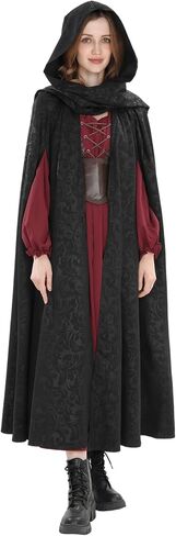 CR ROLECOS Women Hooded Cloak Renaissance Witch Cloak Adult Medieval Cosplay Cape Costume For Halloween in Saudi Arabia
