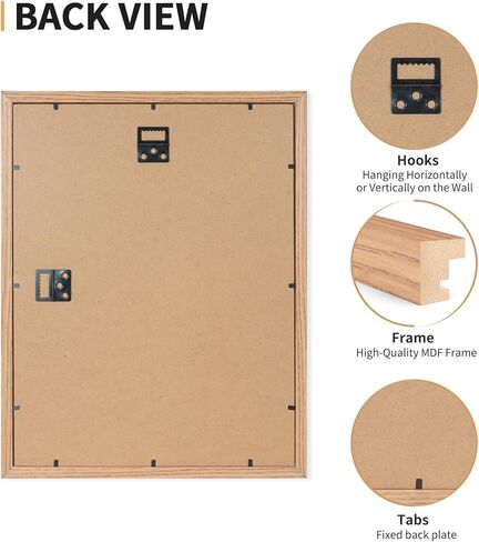 12x16 Picture Frame Set of 4, Displays 8x10 with Mat or 12x16 Without Mat, Photo Frames for Wall Hanging or Tabletop, Includes HD Plexiglass, Light Wood Grain in Saudi Arabia