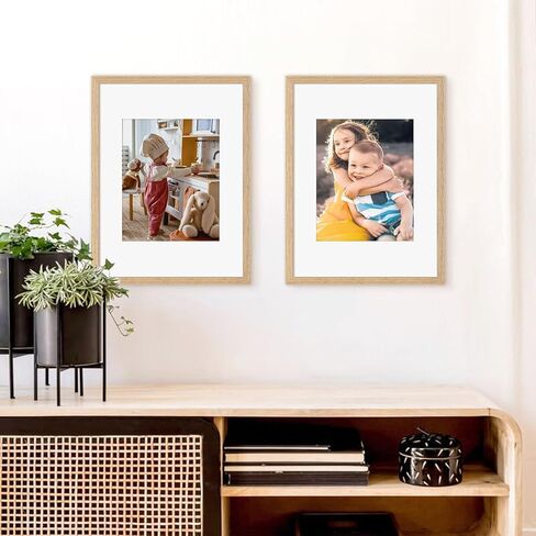 12x16 Picture Frame Set of 4, Displays 8x10 with Mat or 12x16 Without Mat, Photo Frames for Wall Hanging or Tabletop, Includes HD Plexiglass, Light Wood Grain in Saudi Arabia