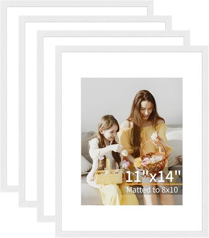 12x16 Picture Frame Set of 4, Displays 8x10 with Mat or 12x16 Without Mat, Photo Frames for Wall Hanging or Tabletop, Includes HD Plexiglass, Light Wood Grain in Saudi Arabia