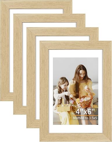 12x16 Picture Frame Set of 4, Displays 8x10 with Mat or 12x16 Without Mat, Photo Frames for Wall Hanging or Tabletop, Includes HD Plexiglass, Light Wood Grain in Saudi Arabia