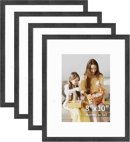 12x16 Picture Frame Set of 4, Displays 8x10 with Mat or 12x16 Without Mat, Photo Frames for Wall Hanging or Tabletop, Includes HD Plexiglass, Light Wood Grain in Saudi Arabia