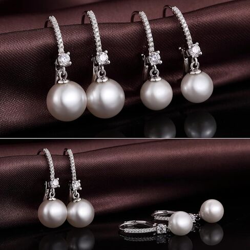 Miaofu 18k White Gold Plated Pearl and Diamond Earrings 925 Sterling Silver Pearl Earrings Fine Jewelry for Women in Saudi Arabia