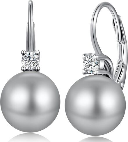 Miaofu 18k White Gold Plated Pearl and Diamond Earrings 925 Sterling Silver Pearl Earrings Fine Jewelry for Women in Saudi Arabia