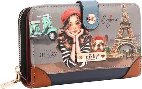 Nicole Lee NIKKY Compact Wallet, Vegan Leather, 8 Card Slots (EIFFEL DREAMS) in Saudi Arabia