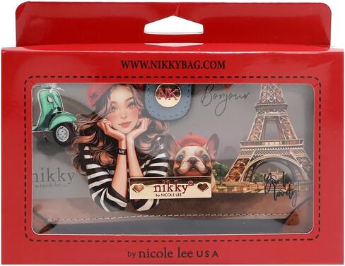 Nicole Lee NIKKY Compact Wallet, Vegan Leather, 8 Card Slots (EIFFEL DREAMS) in Saudi Arabia