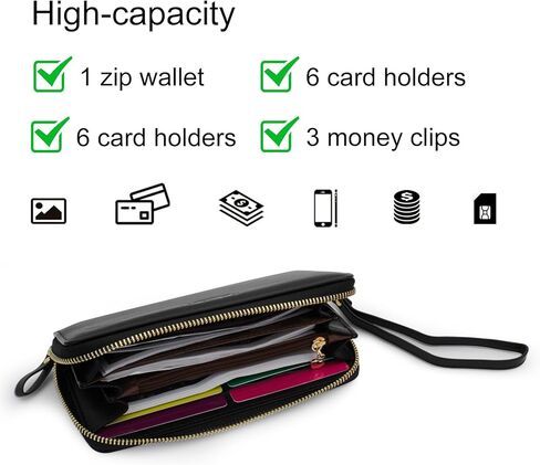 Women's Wristlet Clutch Wallet - Large PU Ladies Purse with Detachable Wrist Strap, Stylish Long Daily Use Womens Clutch Bag(Pink) in Saudi Arabia