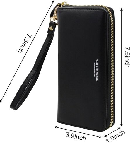 Women's Wristlet Clutch Wallet - Large PU Ladies Purse with Detachable Wrist Strap, Stylish Long Daily Use Womens Clutch Bag(Pink) in Saudi Arabia