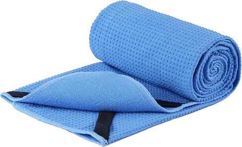 New Microfiber Hot Yoga Towel Mat, 24 x 72 inches, with Non-Slip Silicone Grip, Secure Fit Elastic Straps in Saudi Arabia