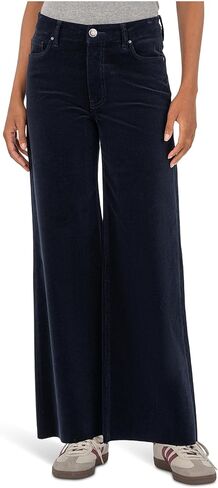 KUT from the Kloth Womens Meg High-Rise Fab Ab Wide Leg Raw Hem-Long Inseam in Navy in Saudi Arabia