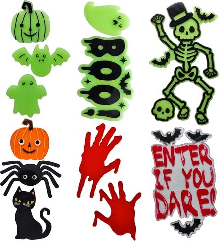 Gift&Fun 6 Sheets Gel Window Clings (Halloween Window Gel Cling Glow in The Dark) in Saudi Arabia