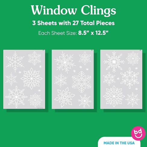 Big Dot of Happiness Snowflakes Window Clings, Reusable Winter Holiday Party Window Sticker Decorations, White Snowflake Decals, Christmas Static Clings in Saudi Arabia