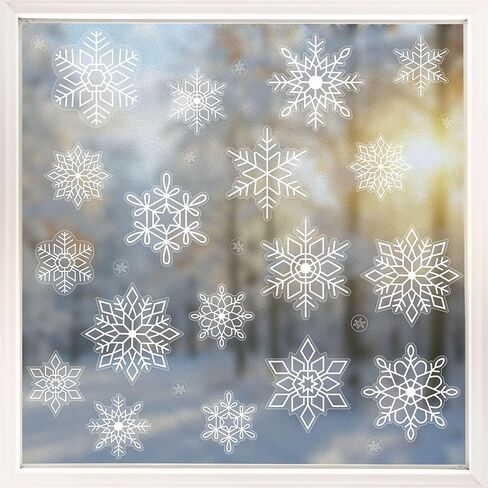 Big Dot of Happiness Snowflakes Window Clings, Reusable Winter Holiday Party Window Sticker Decorations, White Snowflake Decals, Christmas Static Clings in Saudi Arabia