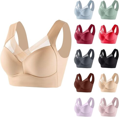 Godalithic Zen Chic Bras for Older Women Seamless Wireless Push-Up Seniors Breathable Anti-Sagging Full Coverage Comfort Bra in Saudi Arabia