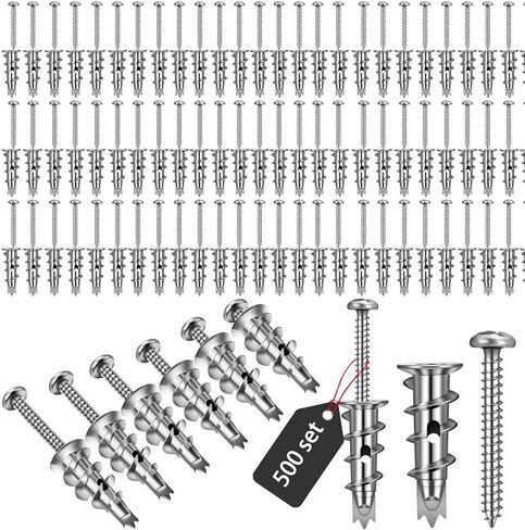 400 Pieces Zinc Self Drilling Drywall Anchors with Screws Kit, Heavy Duty Metal Wall Anchors and #8 x 1-1/4'' Screws (200 Anchors+200 Screws) Includes in Saudi Arabia