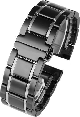 CYSUE Ceramic Stainless Steel Strap 20mm 22mm 16mm 18mm Quick Release watchbands (Color : Black X Silver, Size : 18mm) in Saudi Arabia
