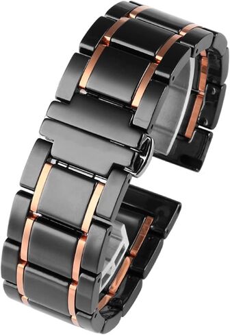CYSUE Ceramic Stainless Steel Strap 20mm 22mm 16mm 18mm Quick Release watchbands (Color : Black X Silver, Size : 18mm) in Saudi Arabia