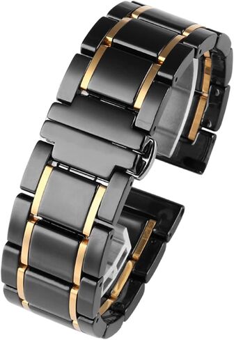 CYSUE Ceramic Stainless Steel Strap 20mm 22mm 16mm 18mm Quick Release watchbands (Color : Black X Silver, Size : 18mm) in Saudi Arabia