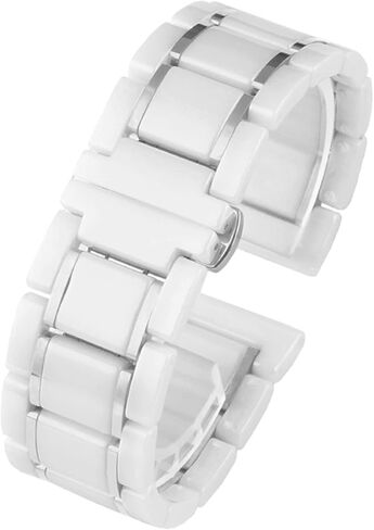 CYSUE Ceramic Stainless Steel Strap 20mm 22mm 16mm 18mm Quick Release watchbands (Color : Black X Silver, Size : 18mm) in Saudi Arabia