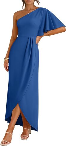 ANRABESS Womens One Shoulder Formal Midi Dresses 2026 Summer Wrap High Slit Beach Wedding Guest Party Cocktail Maxi Dress in Saudi Arabia