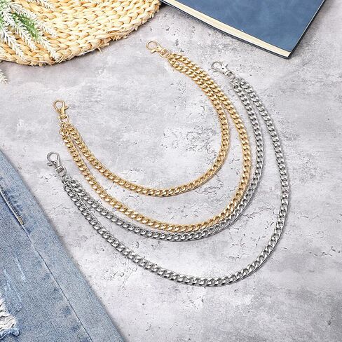 Alrhso 2 Pcs Pants Chain for Men Women Layered Metal Pocket Jeans Trousers Chain Pants Hip Hop Punk Decorative Chains (Gold Silver) in Saudi Arabia