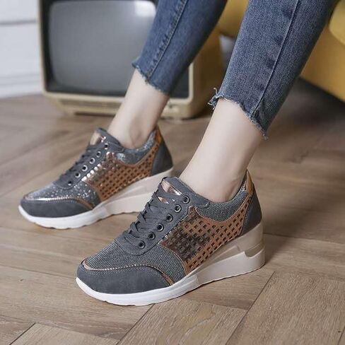 Fusecottc Women's Platform Sports Shoes - Fashionable, for Sports, Commuting, Available in Large Sizes in Saudi Arabia