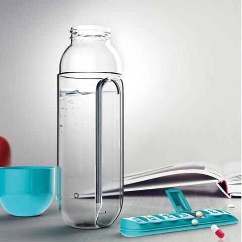 600Ml Water Bottle with Pillbox Plastic Drink Bottle with Medicine Pills Box Travel 7 Days Drug Organizer Drinking Container (Black) in Saudi Arabia