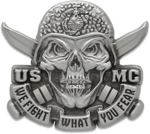 Indiana Metal Craft USMC Solid Pewter Jumbo Fear Fighter Lapel Pin - Military Lapel Pin for Marines, Made in USA in Saudi Arabia