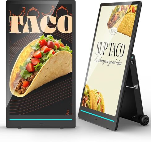 43 inch Rechargeable Portable Outdoor Digital Signage Displays, IP55 Waterproof, Smart LCD Split Screen, Movable Kiosk, Brightness Auto-Adjustment,Android 9.0 in Saudi Arabia