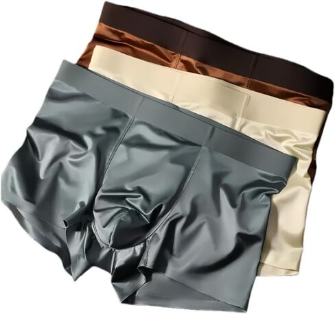 Linyanhymz Satin-like Ice Silk Men's Panties Both Sides Breathable Mesh Boxer Briefs,Seamless Comfortable Underpants in Saudi Arabia