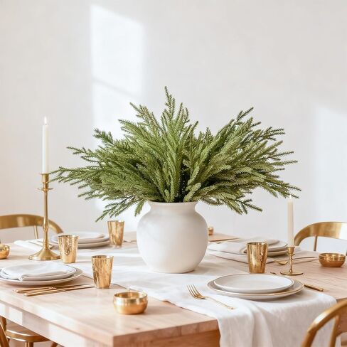 DN DECONATION Artificial Christmas Norfolk Pine Stems, Faux Pine Branches 22.4" 6PCS - Real Touch PE Greenery Fake Pine Needles for Vase Arrangements, Winter, Holiday Indoor Outdoor Home Decor in Saudi Arabia