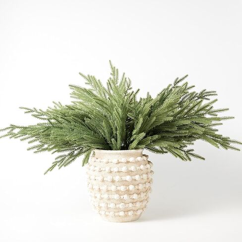 DN DECONATION Artificial Christmas Norfolk Pine Stems, Faux Pine Branches 22.4" 6PCS - Real Touch PE Greenery Fake Pine Needles for Vase Arrangements, Winter, Holiday Indoor Outdoor Home Decor in Saudi Arabia