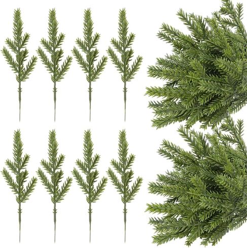 8PCS Artificial Pine Needles Christmas Branch Green Fake Pines Stems Garland Home Party Flowers Decoration Xmas New Year Gifts in Saudi Arabia