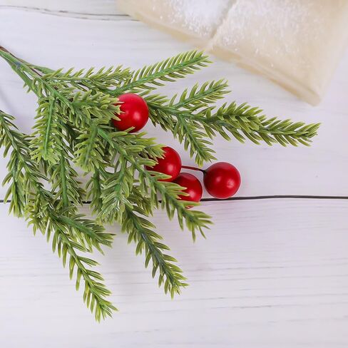 8PCS Artificial Pine Needles Christmas Branch Green Fake Pines Stems Garland Home Party Flowers Decoration Xmas New Year Gifts in Saudi Arabia