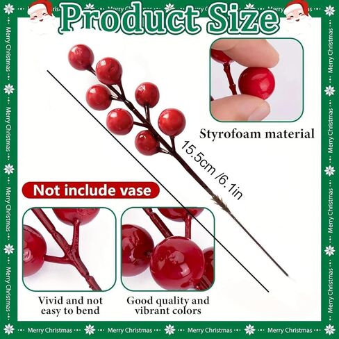 1pc Artificial Christmas & Winter Greenery with Red Berries – Faux Foliage Featuring Vibrant Green Leaves & Norfolk Pine Branches,Perfect for Holiday Table Decor, Green in Saudi Arabia