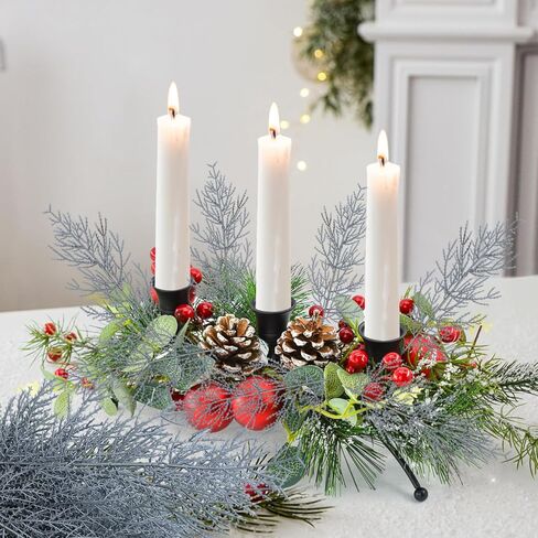 5 Pcs Christmas Silver Artificial Pine Branches, Glitter Fake Foliage Pine Stems Picks Silver Leaves Artificial Pines for DIY Christmas Wreath Home Decoration (35 * 8cm) in Saudi Arabia