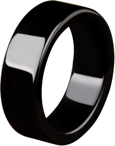 خواتم اليشم الأسود الطبيعي (الحجم: 6-12)، خاتم مسطح من اليشم الجاديت من الدرجة الأولى بورما مجوهرات حجر اليشم الأصلي in Kuwait