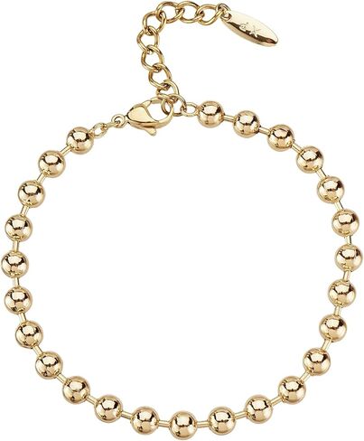 Zeyicher elegant gold bracelets for women - hypoallergenic beaded bracelet stack with triple gold plating, seamless spherical beads & spring lobster clasp in Saudi Arabia
