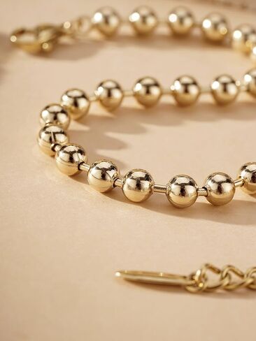 Zeyicher elegant gold bracelets for women - hypoallergenic beaded bracelet stack with triple gold plating, seamless spherical beads & spring lobster clasp in Saudi Arabia