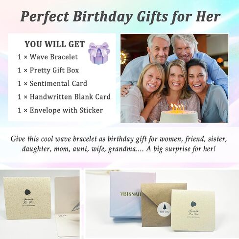Gifts for Women, Cool Waves Bracelet Christmas Birthday Gift for Happy Birthday 21st, 30th, 40th, 50th, 60th Birthday Gift Ideas for Women Ladies Bestie Friend Sister Mom Daughter Wife Grandma in Saudi Arabia