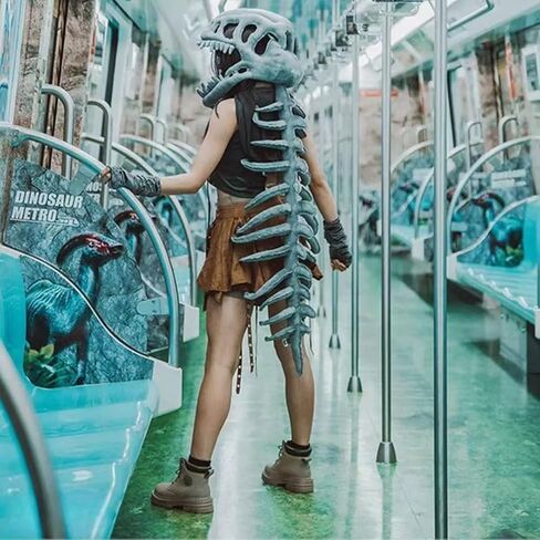 ZBH1985 Kids and Adults Spinosaurus Plush Dino Outfit 3D Realistic Dinosaur Skeleton Hat Skull Themed Performance Props Hats in Saudi Arabia